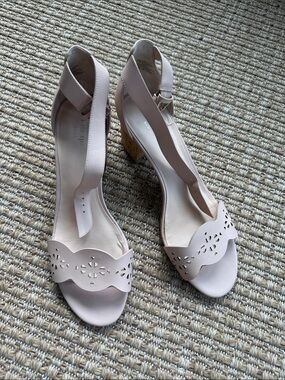 kate spade Blush Scalloped Laser-Cut Ankle Strap Heels
